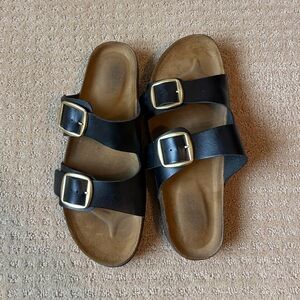 Women’s Slide Sandals with Gold Hardware